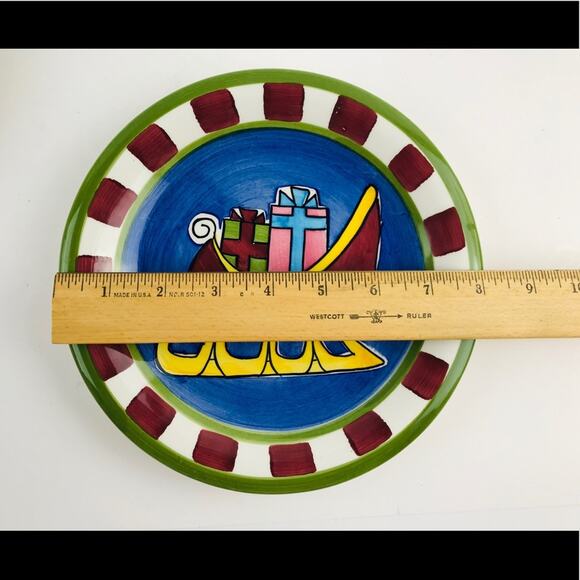 4 World Market 8” Plates Snowman Sleigh Thailand Santa Tree Christmas Ceramic - Picture 8 of 12